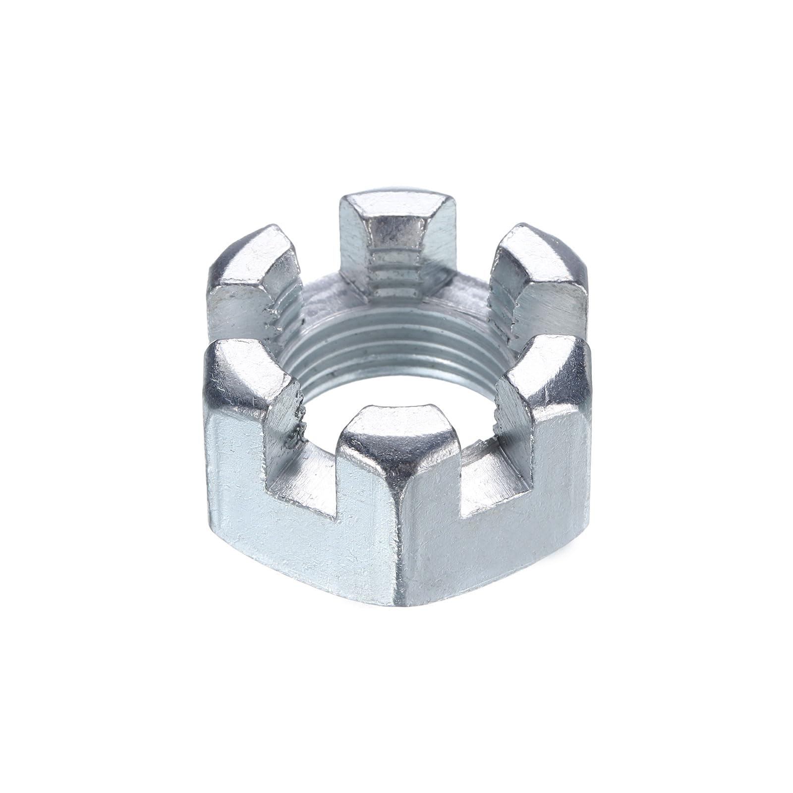 sourcing map 3/4"-16 Hexagon Slotted Nut, Grade 6.8 Zinc-Plated Carbon Steel Hex Nuts Good for Machinery Repairing, Silver, 1Pcs