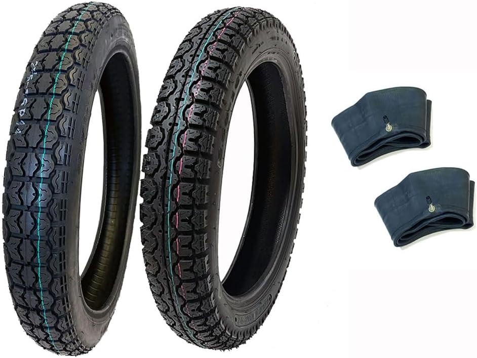 MMG Tire Combo: Front 2.75-16 (46P) and Rear 3.50-16 (58P) for Motorcycles - with matching Inner Tubes TR4