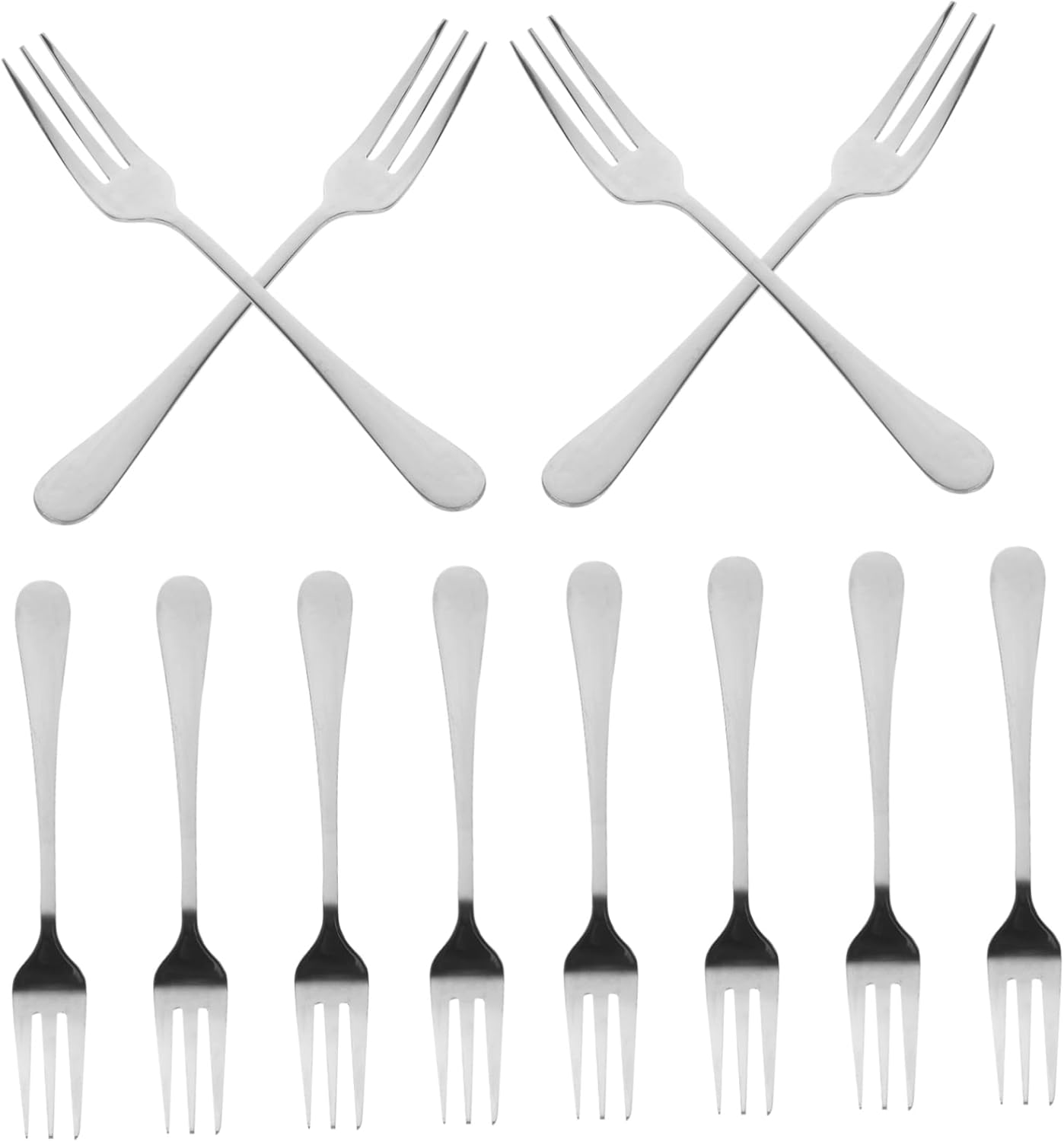 ABOOFAN 5sets Double-ended Fruit Forks Tasting Forks Salad Mini for Home Restaurant Stainless Steel 12pcs*5