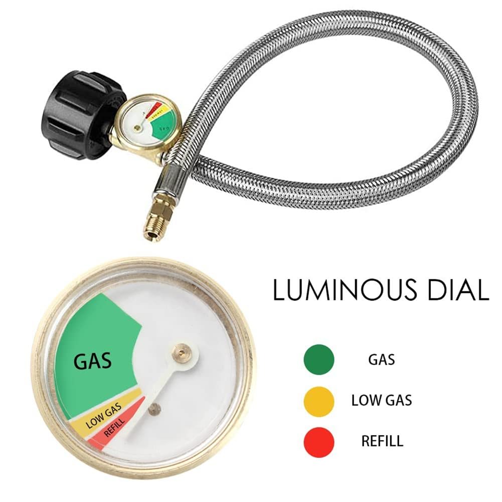 Régulateur de Propane RV avec Tuyau, Régulateur de Gaz Propane LP à Changement Automatique Robuste à 2 Réservoirs avec Jauge