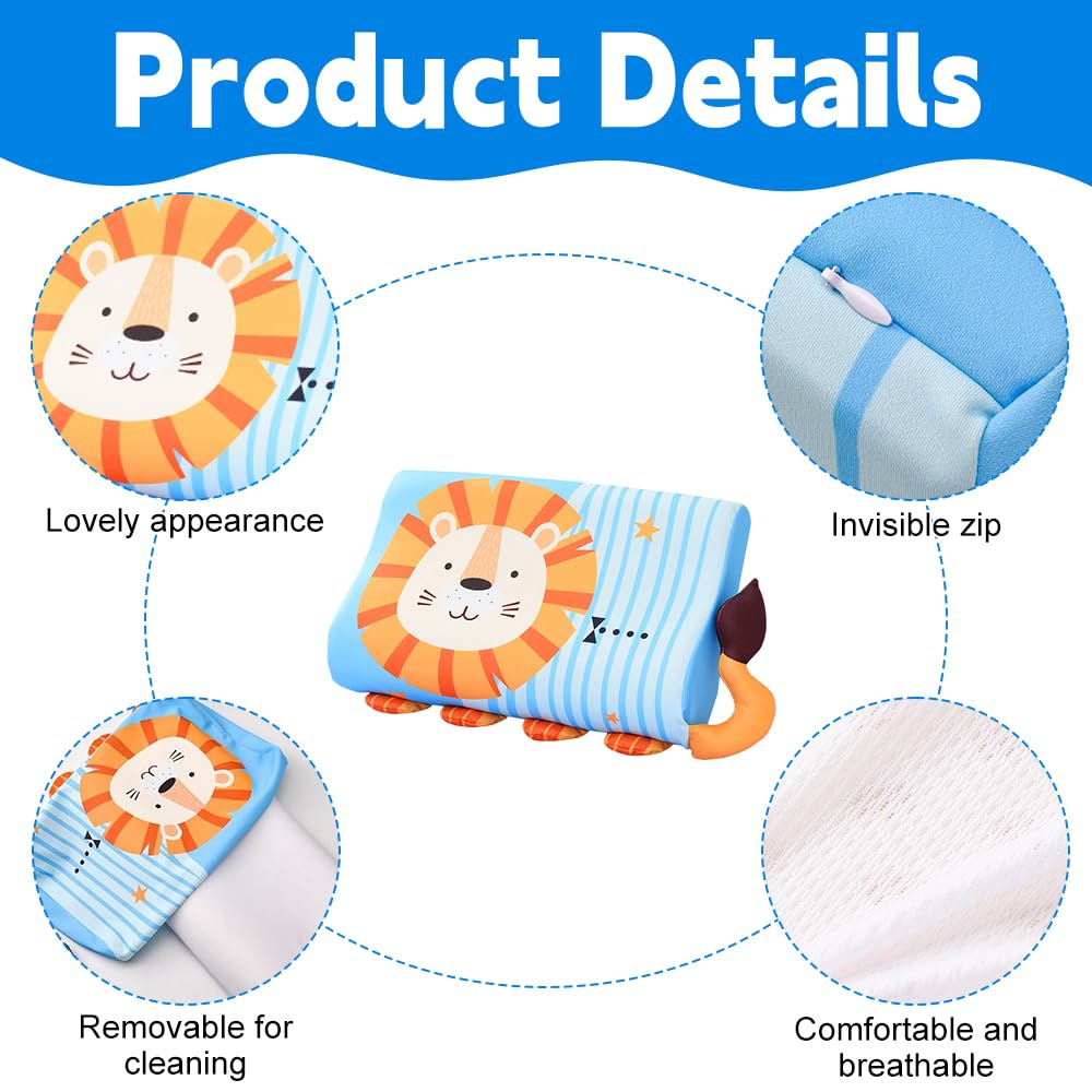 Oreiller Enfant, 45 x 27 x 6 cm Coussin pour Enfant, Respirant, Confortable, Détachable, Oreiller Ergonomique Enfants, CoussinEnfants, Coussin Bebe pour Enfants à Aartir de 3 Ans