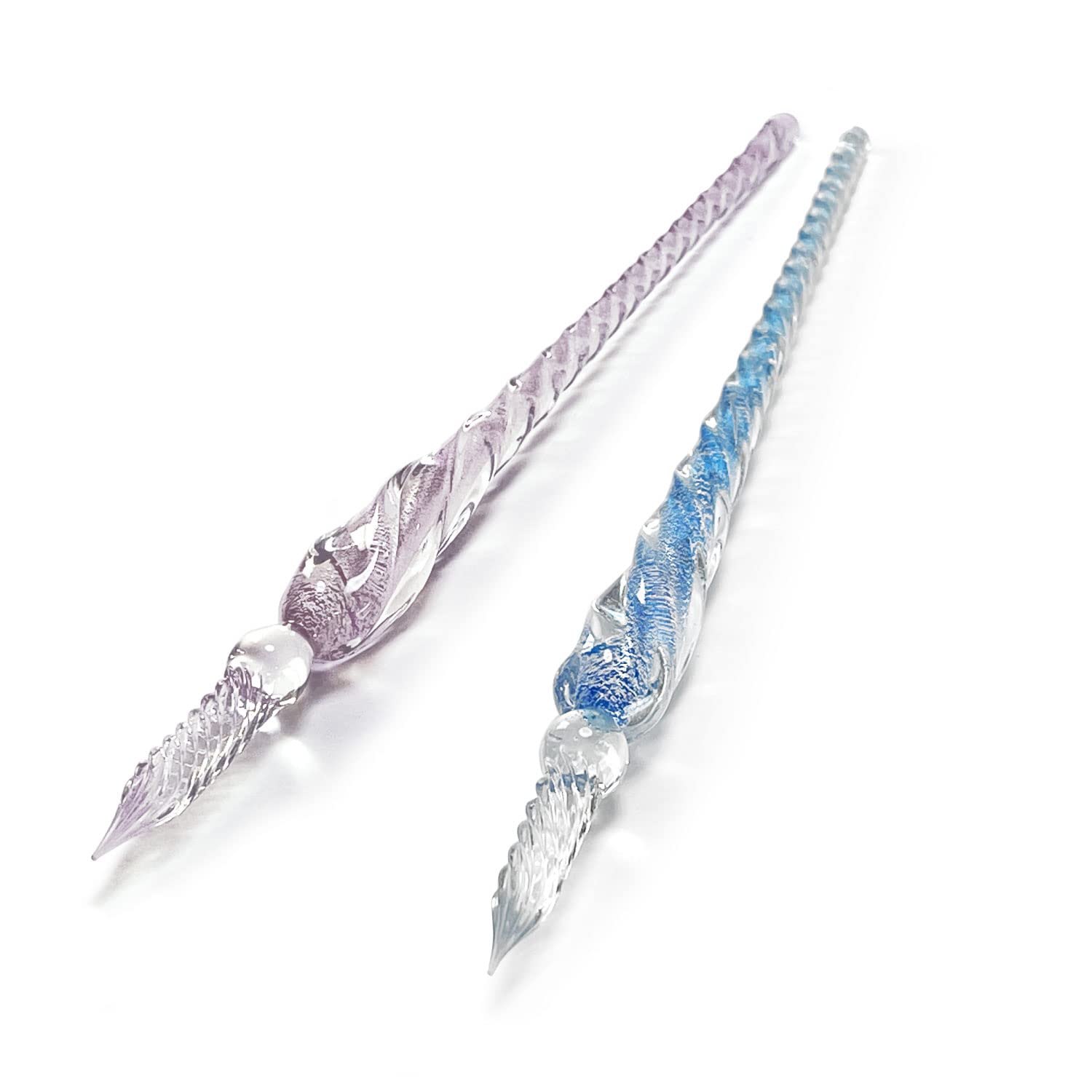 Innocentia Twisted Glass Dip Pen Set of 2 Light Purple x Light Blue
