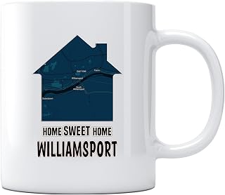 Maps Ceramic Coffee Mug with Name City State Williamsport Pennsylvania Christmas Gifts Mug from Daughter Son Home Sweet Home Christmas Decorative Gift Long Distance Tea Cup 11oz White