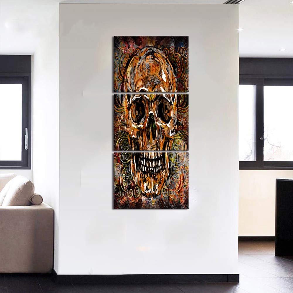 Amazon.co.jp: スカルキャンバスの絵画3パネル垂直 20''Wx42''H : Home