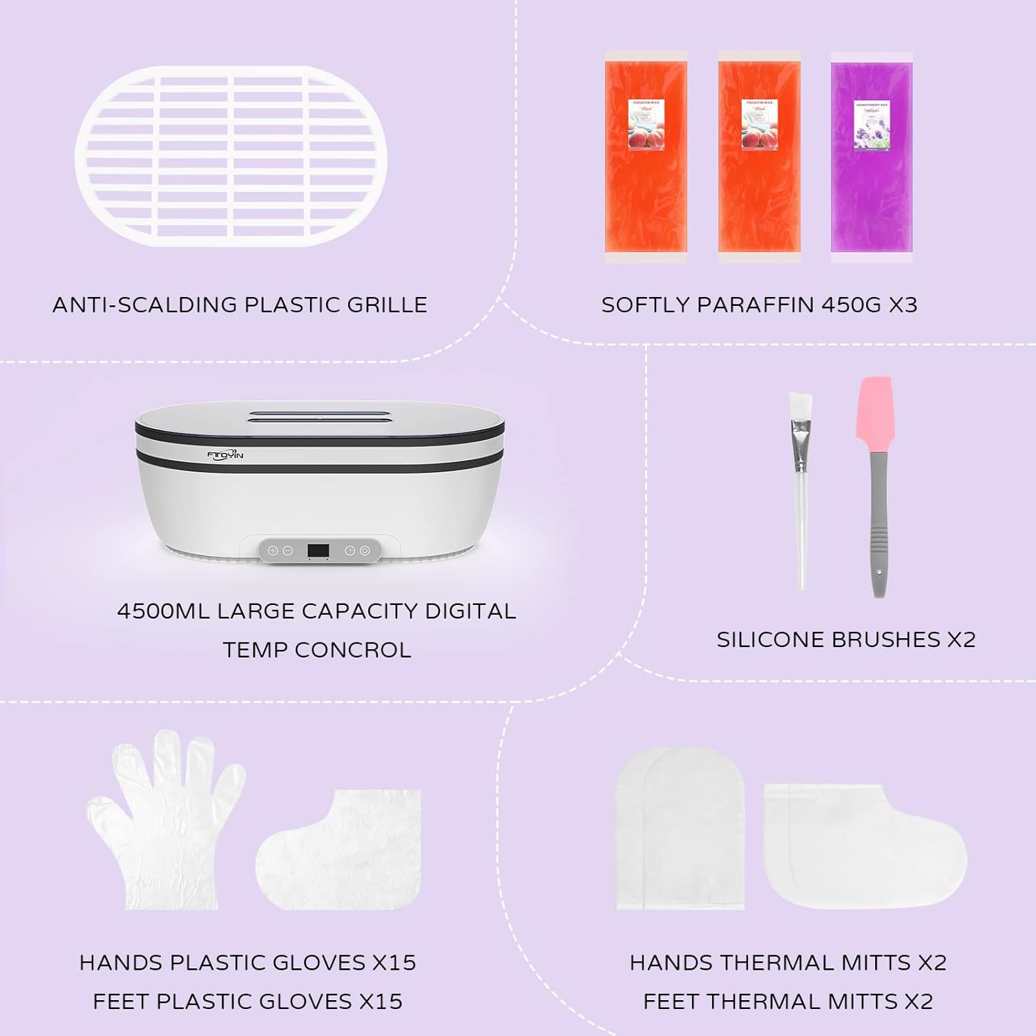 FTOYIN 4500ML Paraffin Wax Machine for Hand and Feet，Paraffin Wax Warmer with 3 Pack Lavender Wax (2.98lbs)，Paraffin Bath for Smooth and Soft Skin, Quick Heat Relieves Arthritis Pain : Beauty & Personal Care