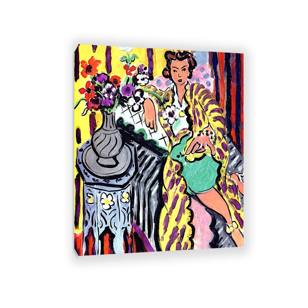Mycggdgh Unframe Henri Matisse Painting Reproduction Yellow Odalisque Famous Art Poster Henri Matisse Wall Decor For Bedroom Picture For Living Room Bathroom Office 80X60cm(31X24in) Frame