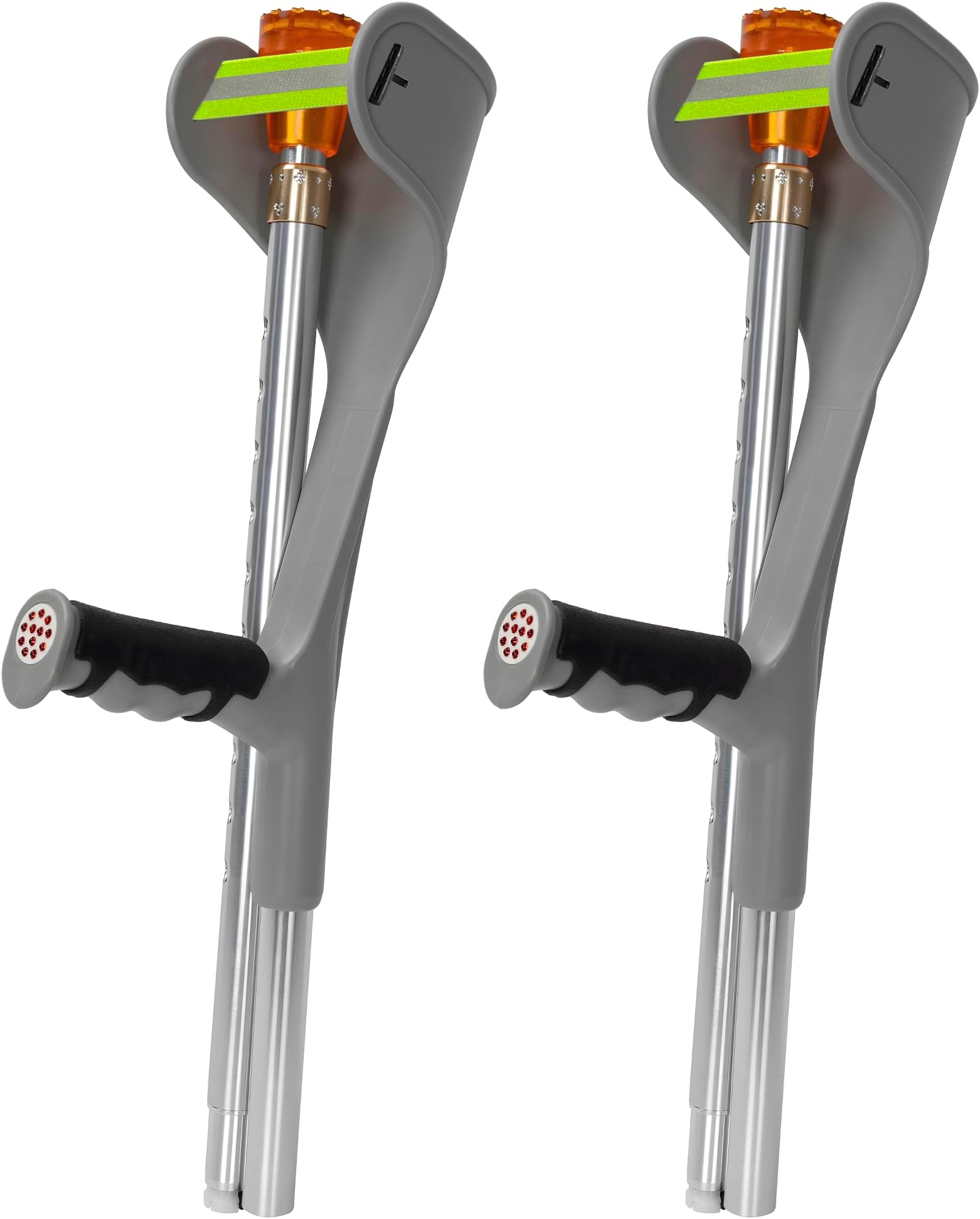 BQKOZFIN 1 Pair (2 Units) Folding Forearm Crutches for Adults, Ergonomic Handle with Comfy Grip, Lightweight Adjustable Arm Crutch with Non-Slip Base for Walking (Grey)