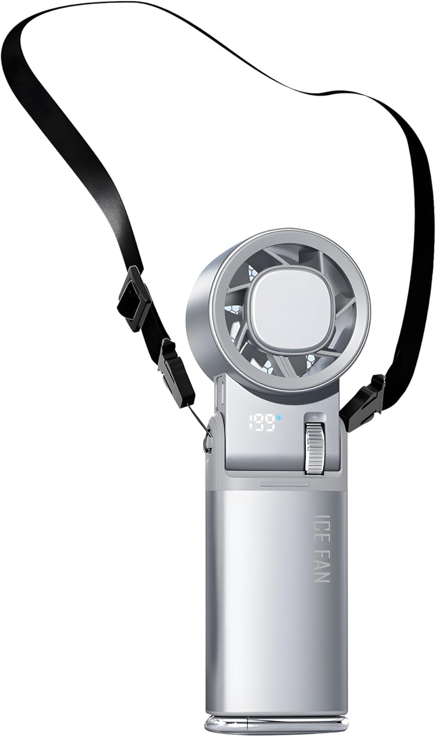 Strong 13000RPM Rechargeable Cooling Device with 90 Degree Foldable Structure and Backup Lighting Folding Desktop Fan
