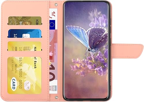 Miniatura 4 de ONV Funda tipo cartera para Huawei Honor X7 - Luxry Diamond Shine Flip Funda de piel con ranura para tarjeta en relieve de flores y atril cubierta