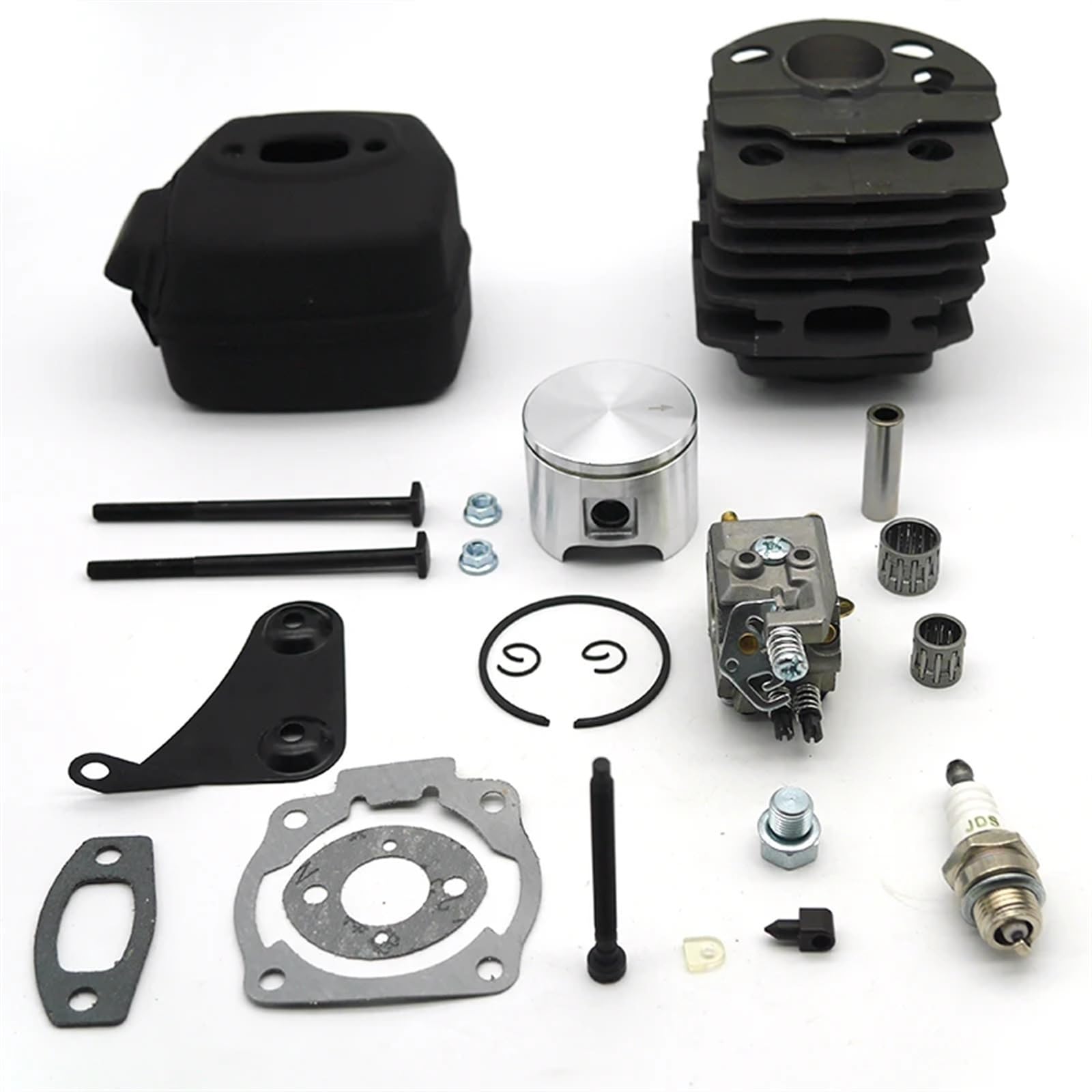 Wivplex Kit tendicatena regolatore pistone cilindro carburatore scarico marmitta 46MM, for Husqvarna, 55 51 pezzo di ricambio for motosega da giardino Kit guarnizione cilindro pistone