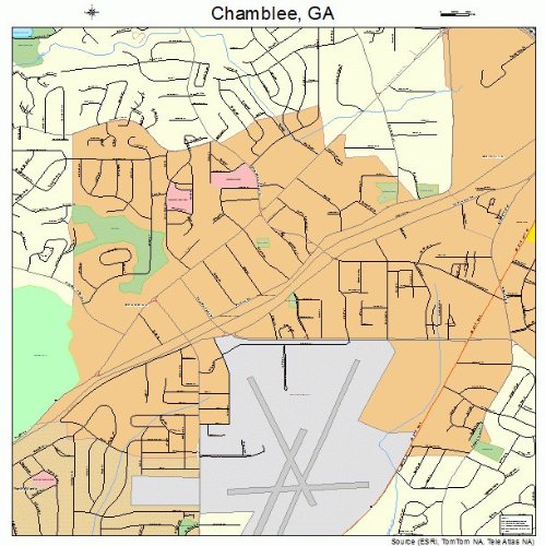 Large Street & Road Map of Chamblee, GA Printed poster size