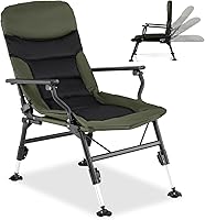 Goplus Oversized Foldable Fishing Chair: Heavy Duty All-Terrain Camping Chair, 330 lbs Capacity, Adjustable Recliner with Padded Back for Beach, Patio, Outdoor