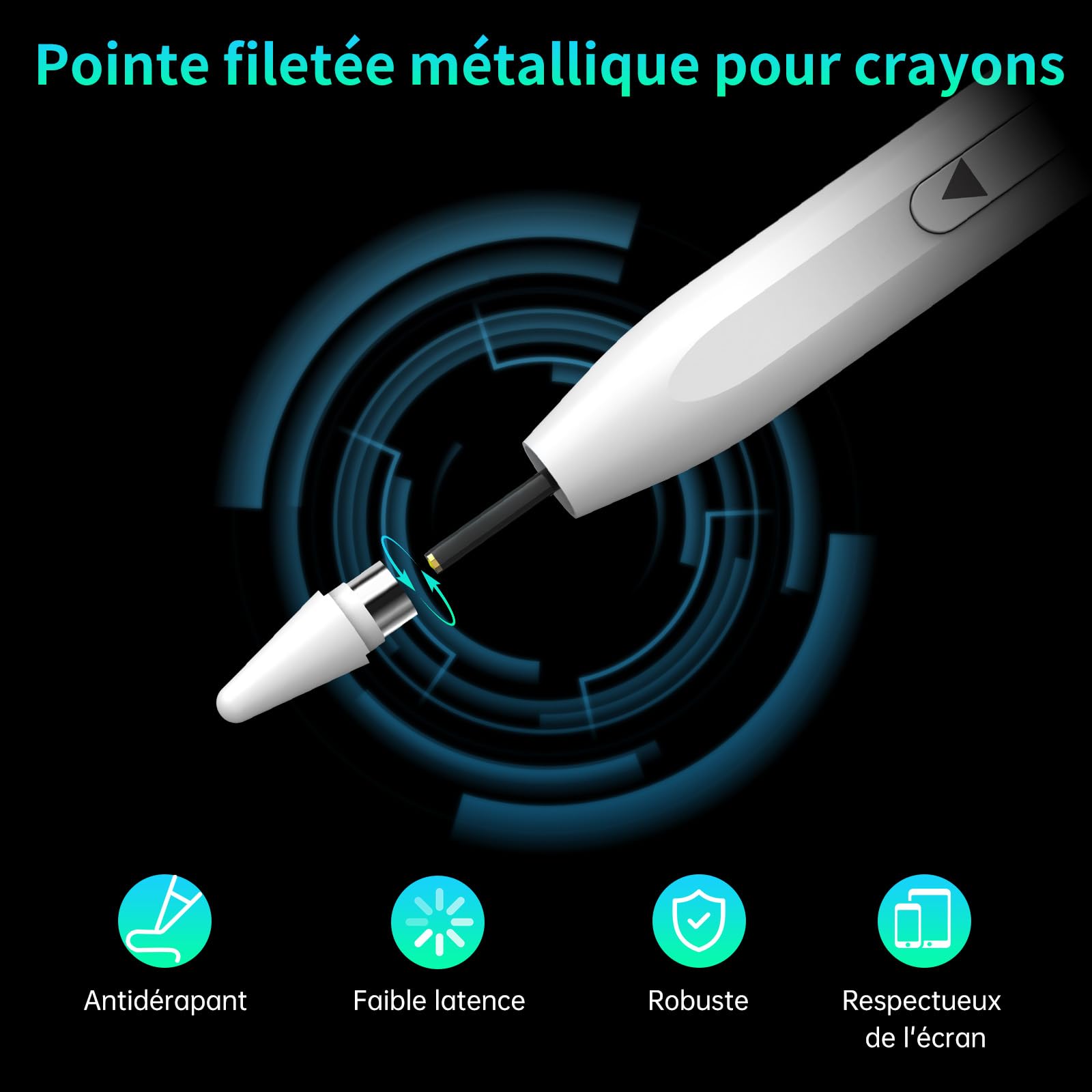 MEKO Stylet Dual-System pour Tablette, iPad, Android, Smartphone - Compatible iPad Pro/Air/Mini, Xiaomi, iPhone - Stylet Tactile Recharge Rapide (Blanc)