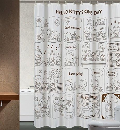 Allife Waterproof Bathroom Shower Curtain, Hello Kitty 72 Inches X 72 Inches