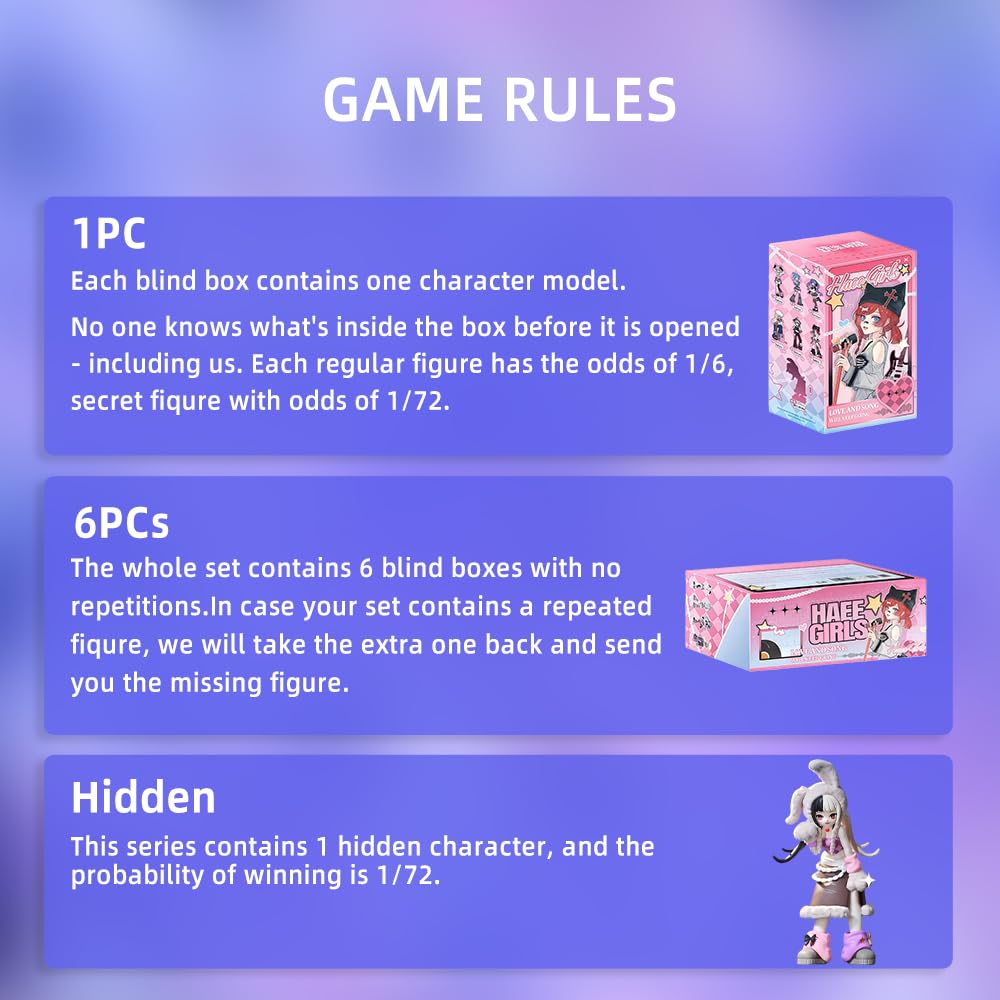 niannyyhouse Anime Blind Box Figur Sammelpuppen Haee Mädchen Musikshow Serie Niedliche Ornamente (6PCs)