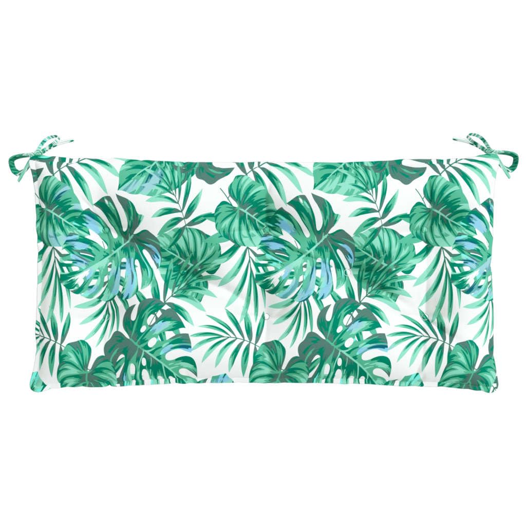 Coussin de banc de jardin 110x50x7 cm vert motif feuilles en tissu Oxford confortable