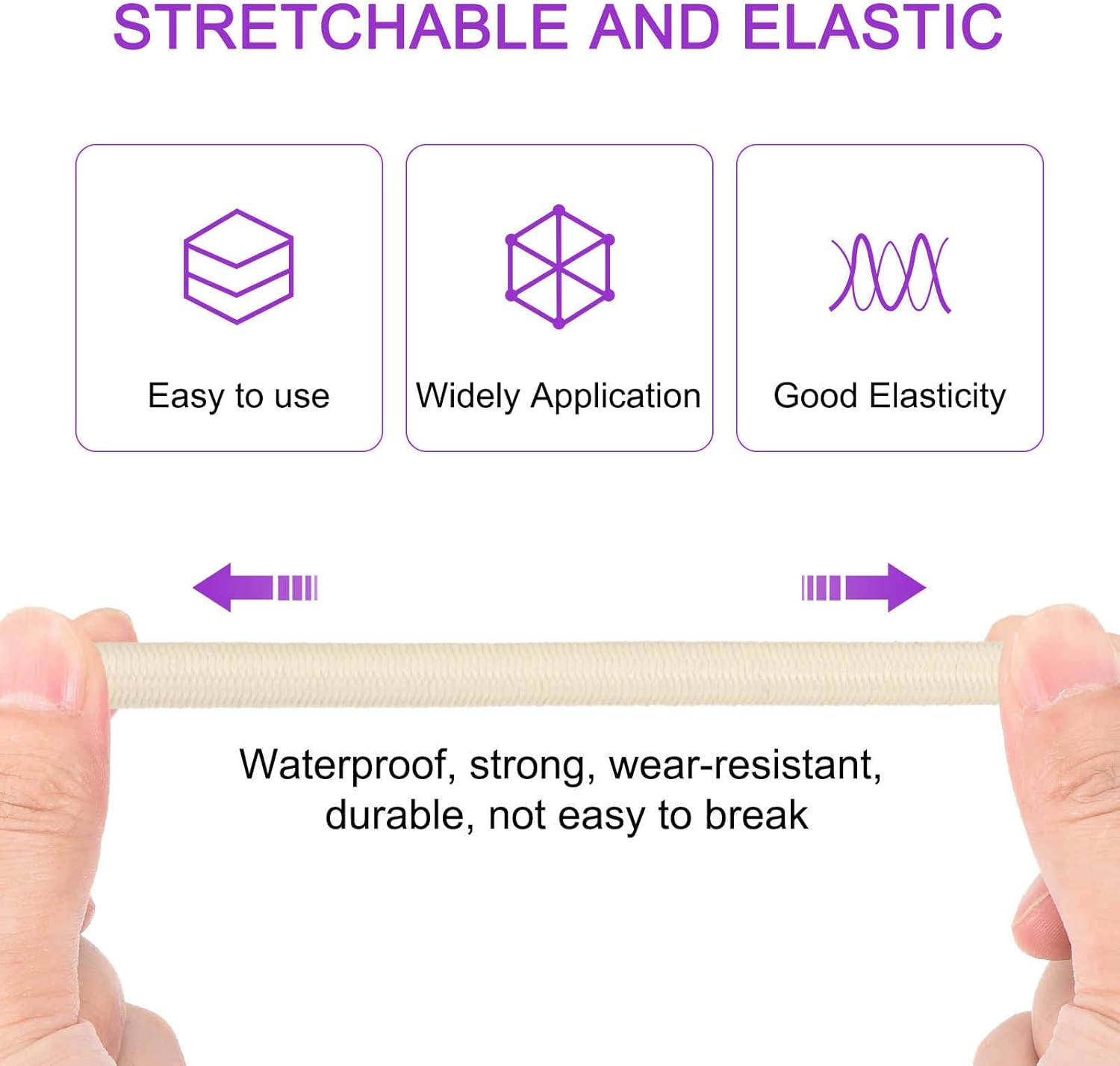 DMiotech 0.4 Inch Shock Cord, 10 Feet Khaki Bungee Cord Tent Pole Shock Cord Round Elastic Kayak Rope Stretch String Marine Grade Heavy Polyester for DIY Projects Tie Downs