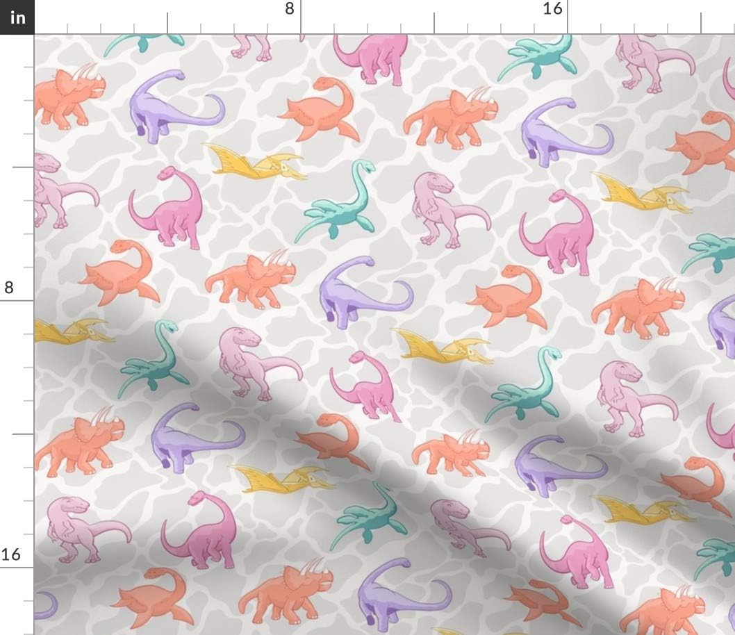 Spoonflower Fabric - Crystal Dino Park Candy Colors Dinosaurs Girl Princess Girls Printed on Petal Signature Cotton Fabric by The Yard - Sewing Quilting Apparel Crafts Decor