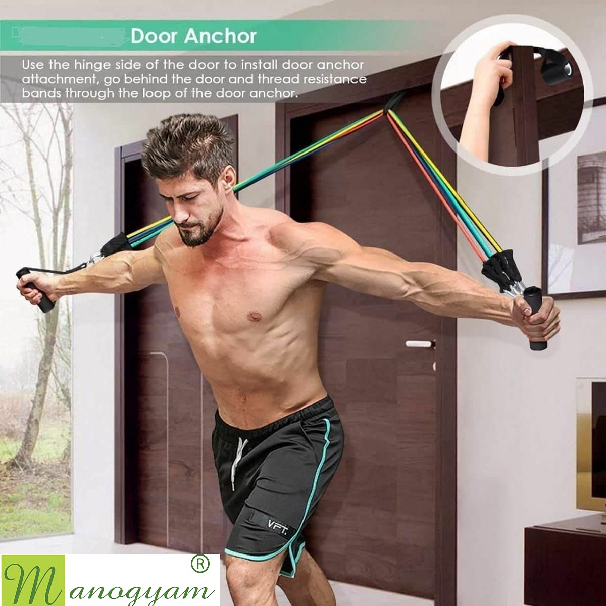 Manogyam Door Anchor | Resistance Band Door Anchor | Heavy Duty Door Anchor for Resistance Tube | Loop Connector with Padding | Exercise | Workouts | Gym Equipment (Black) (B09GLX43G7) Amazon Price History, Amazon Price Tracker