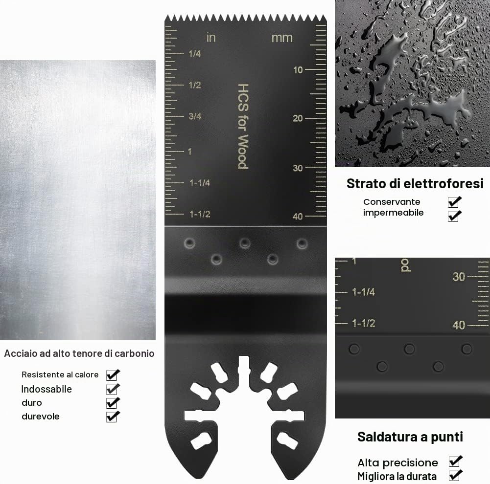 Set di 100 lame per sega multitool multifunzione, accessori oscillanti, con sgancio rapido, compatibile con multimaster Makita Einhell Bosch Dewalt Milwaukee Parkside e molto altro ancora
