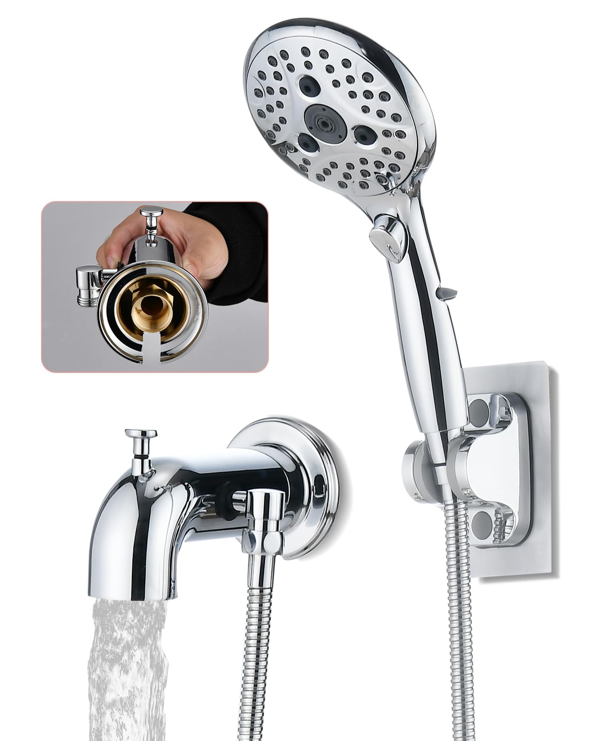 LOCALAND Bathtub Faucet with Sprayer, Tub Spout with Diverter Fits