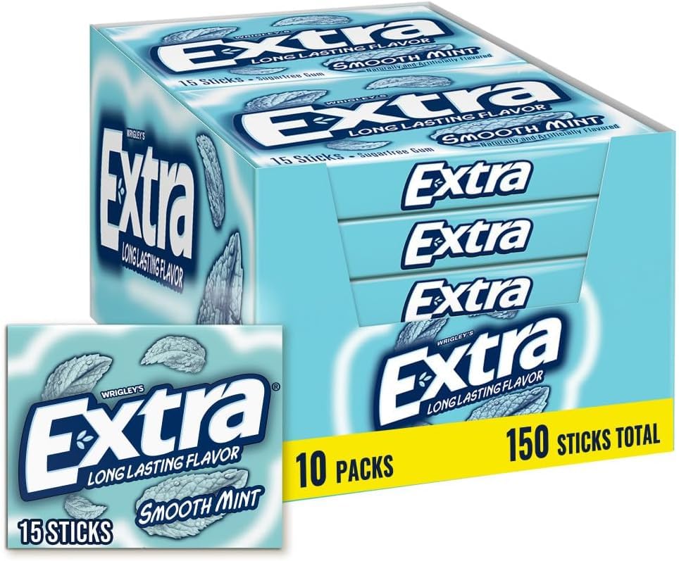EXTRA Gum Smooth Mint Gum Sugar Free Chewing_Gum Individually Wrapped Mint_Gum Bulk Pack, 15 Stick (Pack of 120)