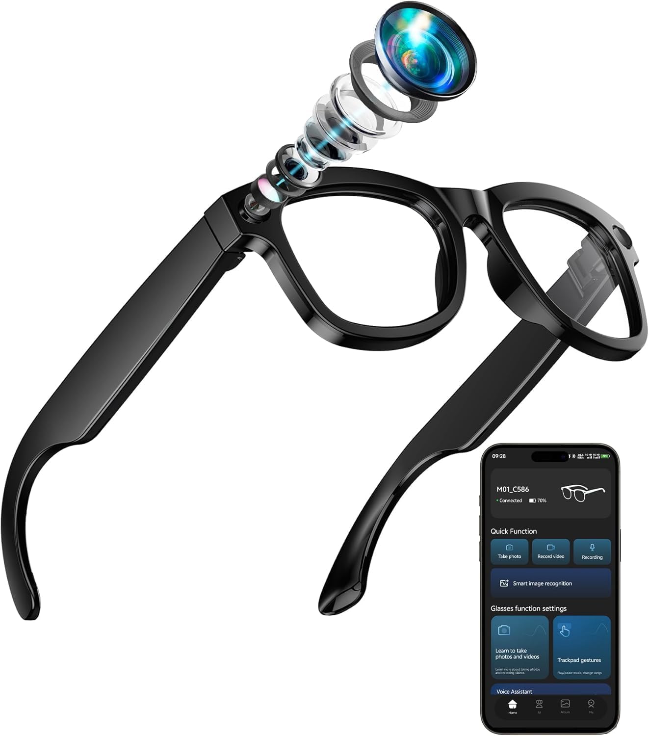 AI Smart Glasses with Camera, 8MP HD Video & Photo Capture, Real-Time Translation, Built-in ChatGPT AI Voice Assistant, Object Recognition, Bluetooth, Open-Ear Audio for Travel & Vlogging-image-28