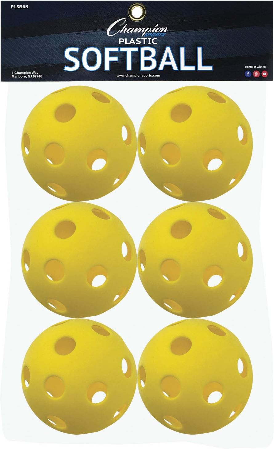 Champion Sports 12" Hollow Plastic Softball Set - Practice Softballs - Regulation Size Balls - Fun for All Ages