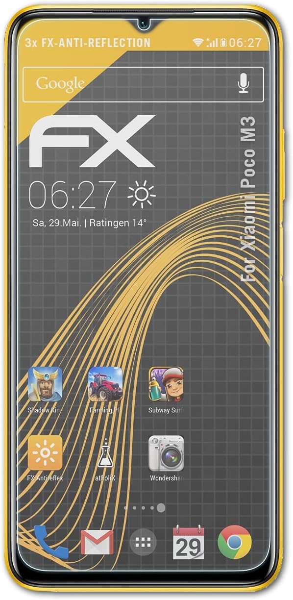 atFoliX Película Protectora Compatible con Xiaomi Poco M3 Lámina Protectora de Pantalla, antirreflejos y amortiguadores FX Protector Película (3X)