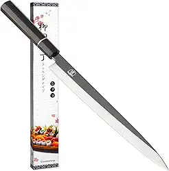 Sushi Knife Japanese Sashimi Knife 10.5 Inch, Japanese Yanagiba Knife VG10 Superior Steel Single Bevel Slicing Knife with Premium Octagonal Ebony Handle, Carving Sets Knife