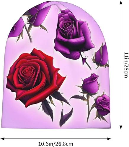 Miniatura 6 de Red and Purple Roses Unisex Elastic Brimless Hat for Home Indoor and Outdoor Activities Skiing Mountaineering Traveling