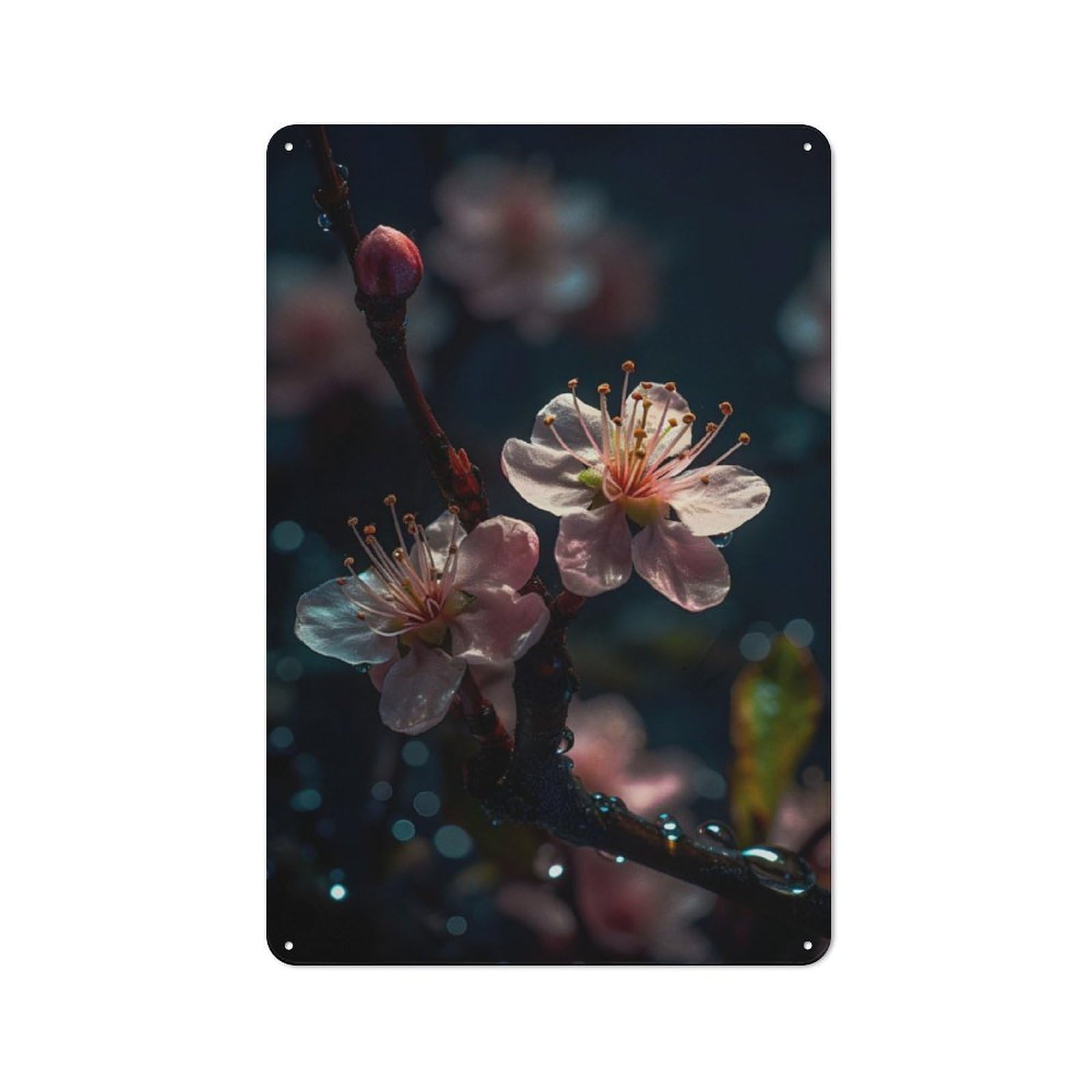 Junmoney Plum Blossom Vintage Tin Sign 30X20cm With For Guest Room Or Hallway, Suited To Wall Displays In Guest Rooms And Hallways