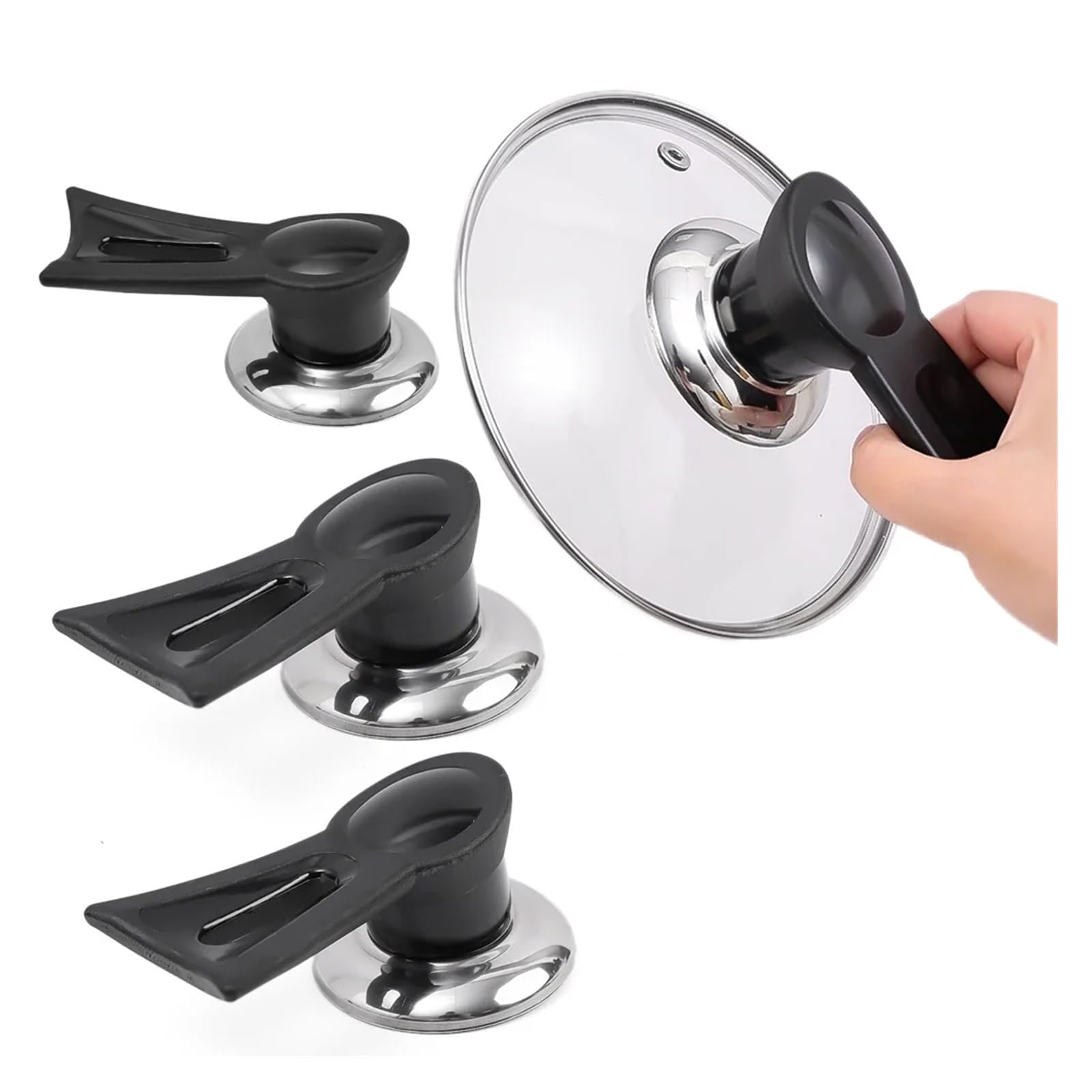 Yangshe 01 Small 2 Pcs Long-Handled Pot Lid Handle Kitchenware Accessories Replacement Parts For Household Kitchen Cookware And Pots For Glass Steel & Silicone Lids(01 Small)