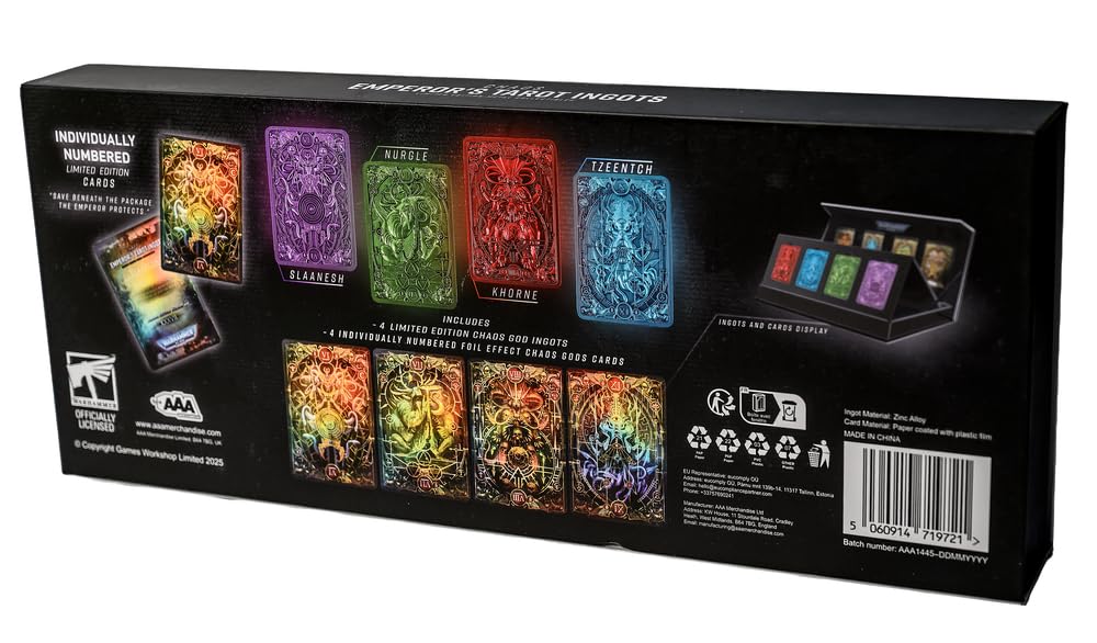 Warhammer 40.000 Imperial Tarot Ingot Gods 4‑Pack – offiziell lizenziertes Metall-Sammlerset, Ausstellungsstücke, Geschenk für Warhammer-Fans