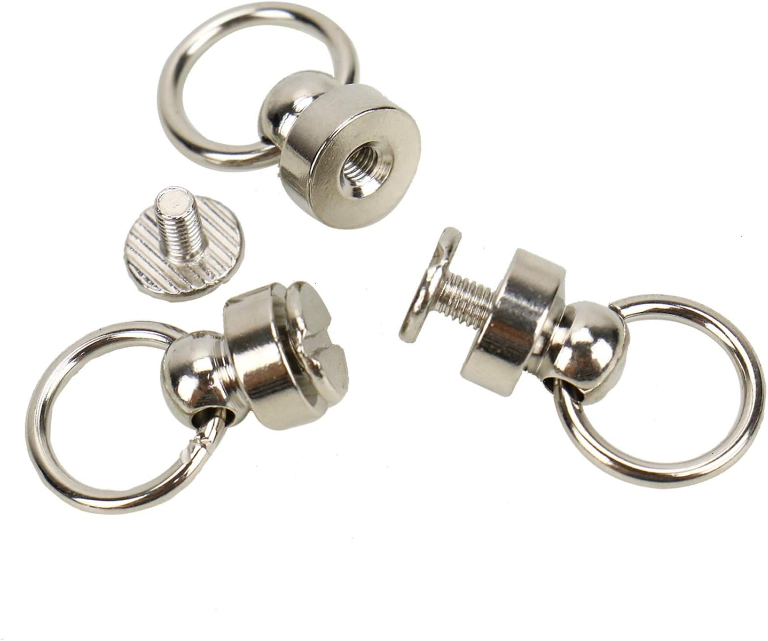 WSSROGY 15 Pcs Wallet Chain Connector Ring Chicago Screws O Ring Head Button Stud Screwback with Screws