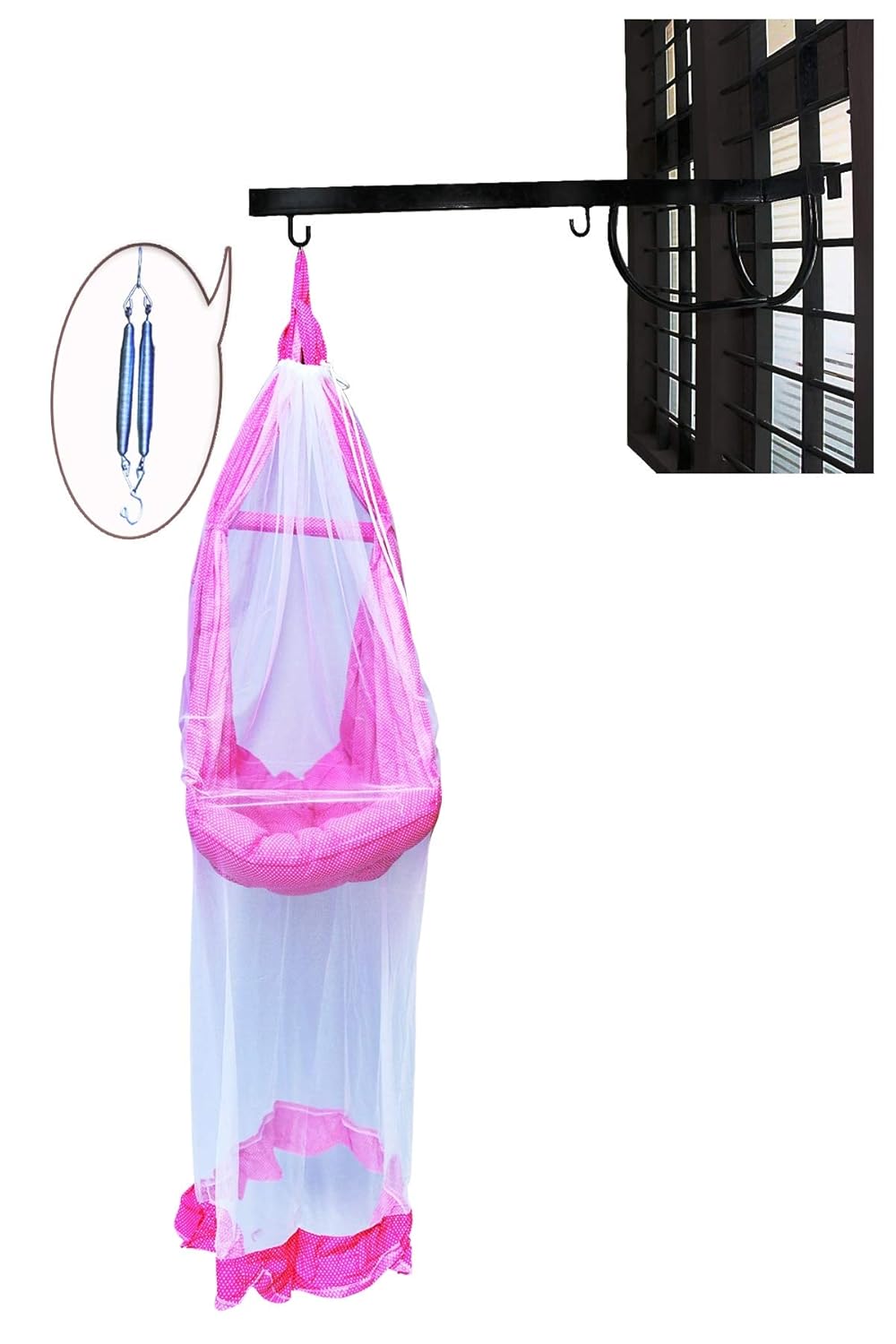 Buy VParents Infant Baby Swing Cradle with Mosquito net Spring and Metal Window Cradle Hanger