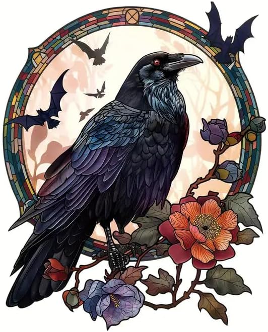 Halloween Raven and Bats Toilet Cover Sticker Decals,Fish Bird Flower Leaf Waterproof Toilet Lid Tank Seat Decals Cistern Self-Adhesive Bathroom Wall Sticker