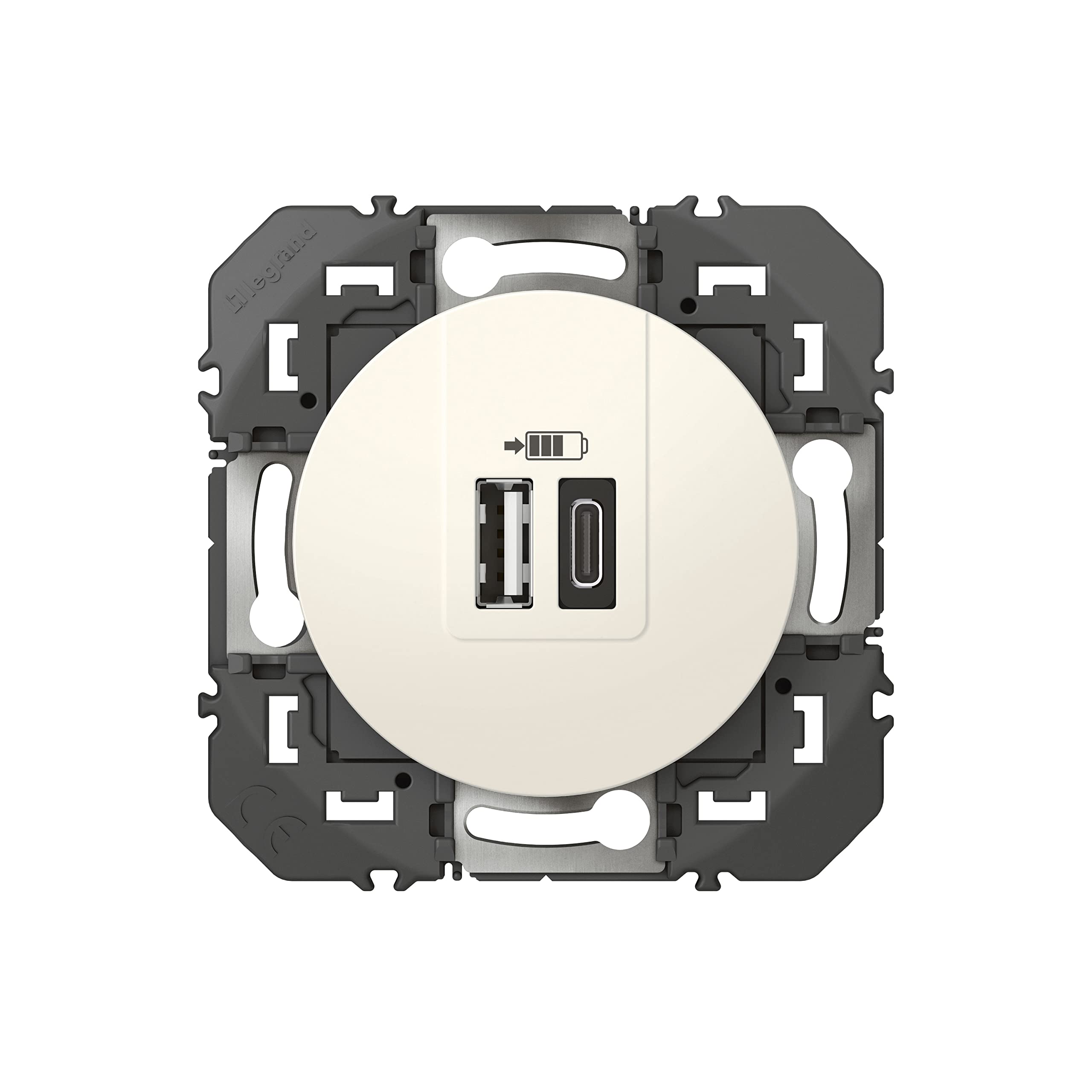 LEGRAND - Prise Double Chargeur USB-A + USB-C 3A/15W dooxie - Conforme Directive CEE - Repiquage sur Prise 2P+T - Blanc