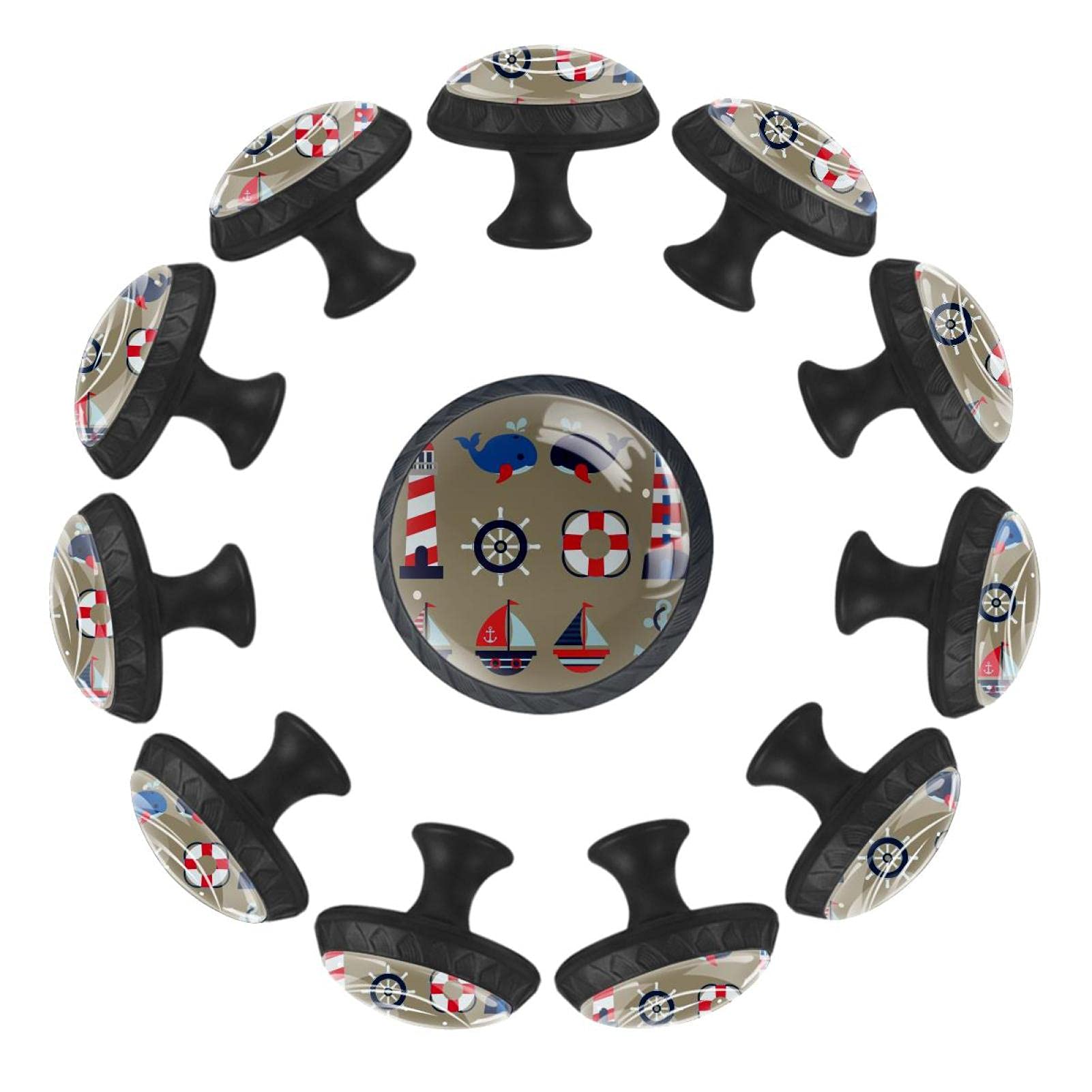 Boutons de tiroir ronds pour creche et chambre d'enfant, lot de 12 pieces en 35 mm