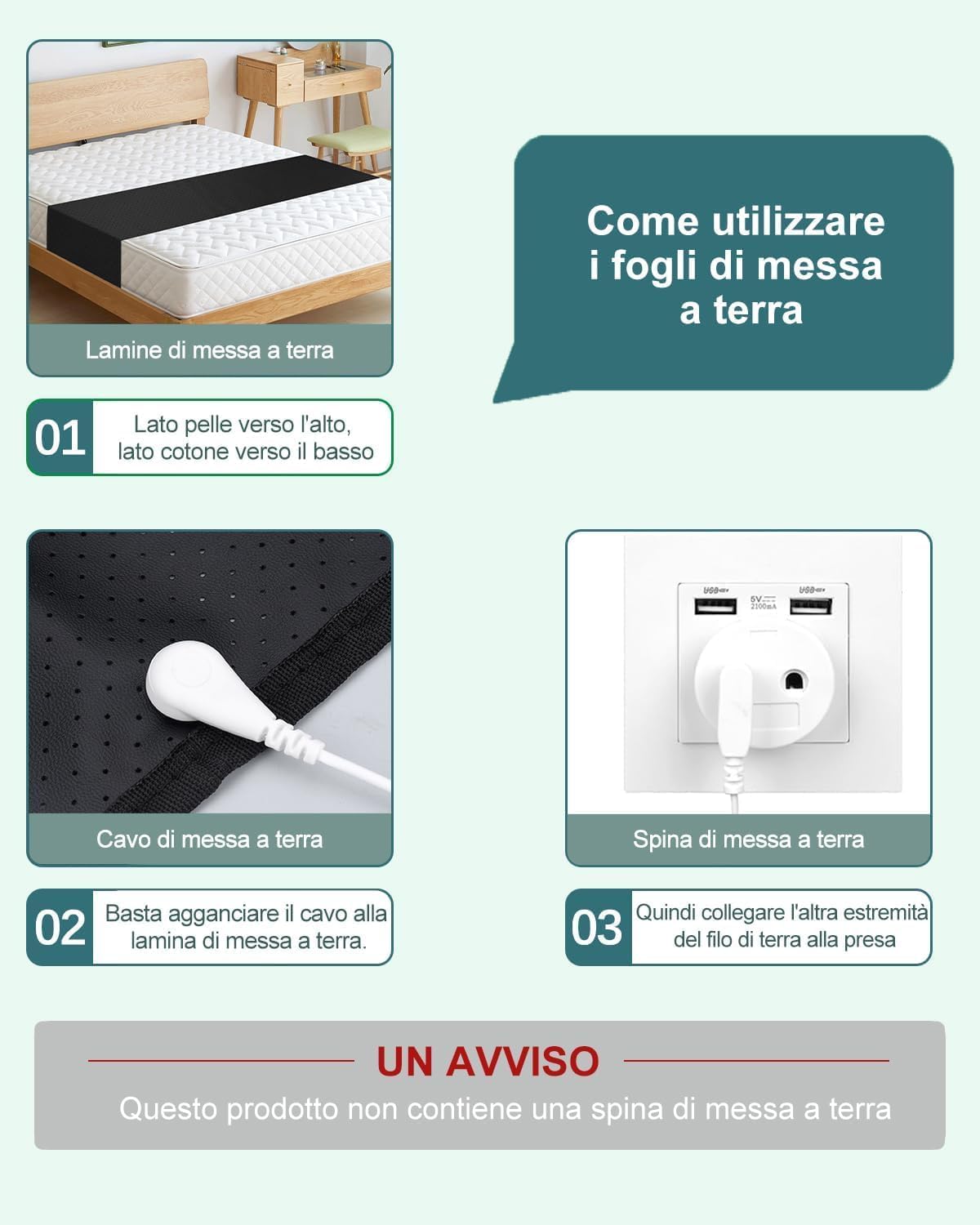 CkeyiN Pro Tappetino di messa a terra per letto, miglioramento della qualità del sonno con lenzuola, Grounding Bed Sheet per aumentare l'energia, Grounding Mat 68 x 198 cm, nero