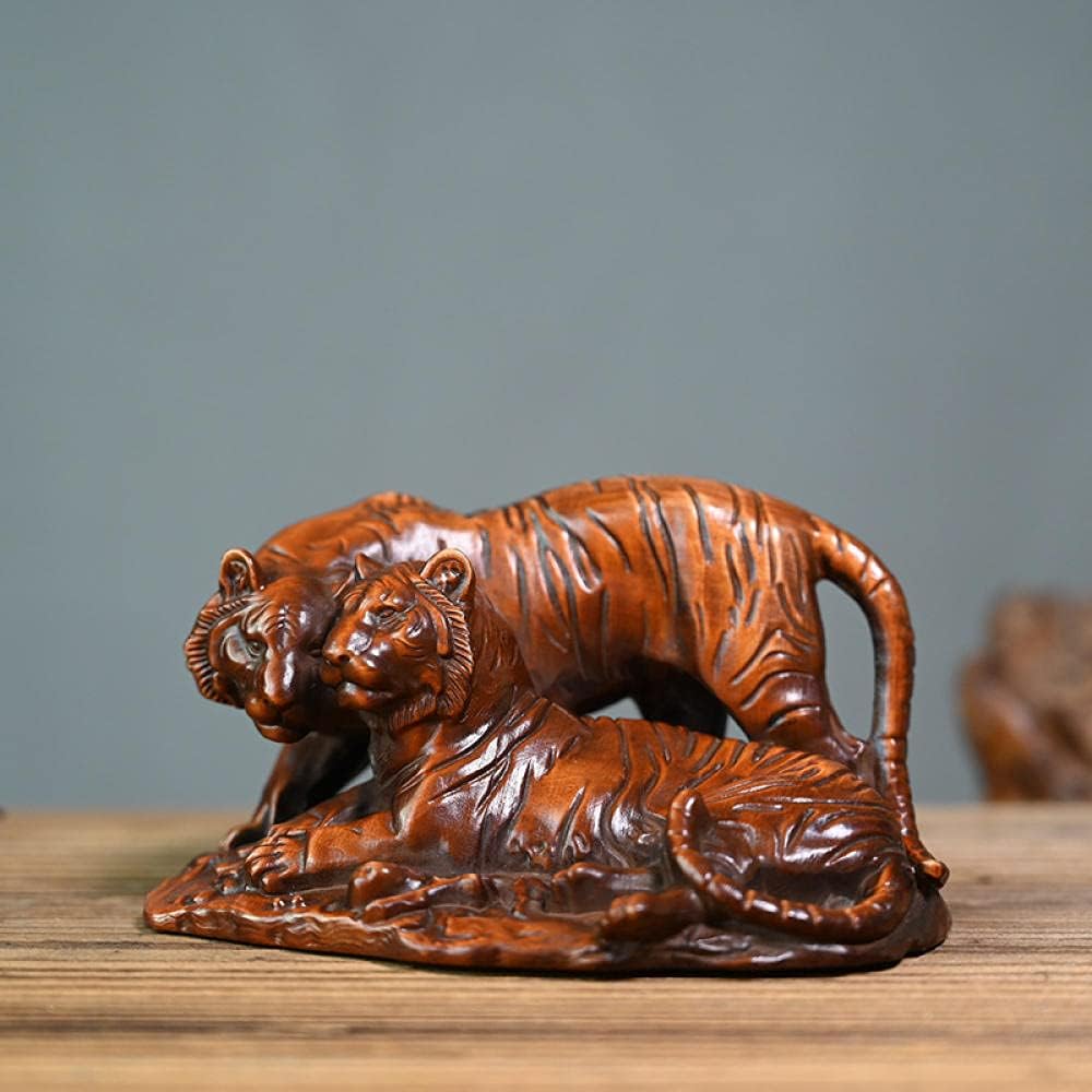 Boxwood Antique Wood Carving Tigers and Tigers Living Prestige Office Decorations Home Entrance Decorations Solid Wood Carving Crafts