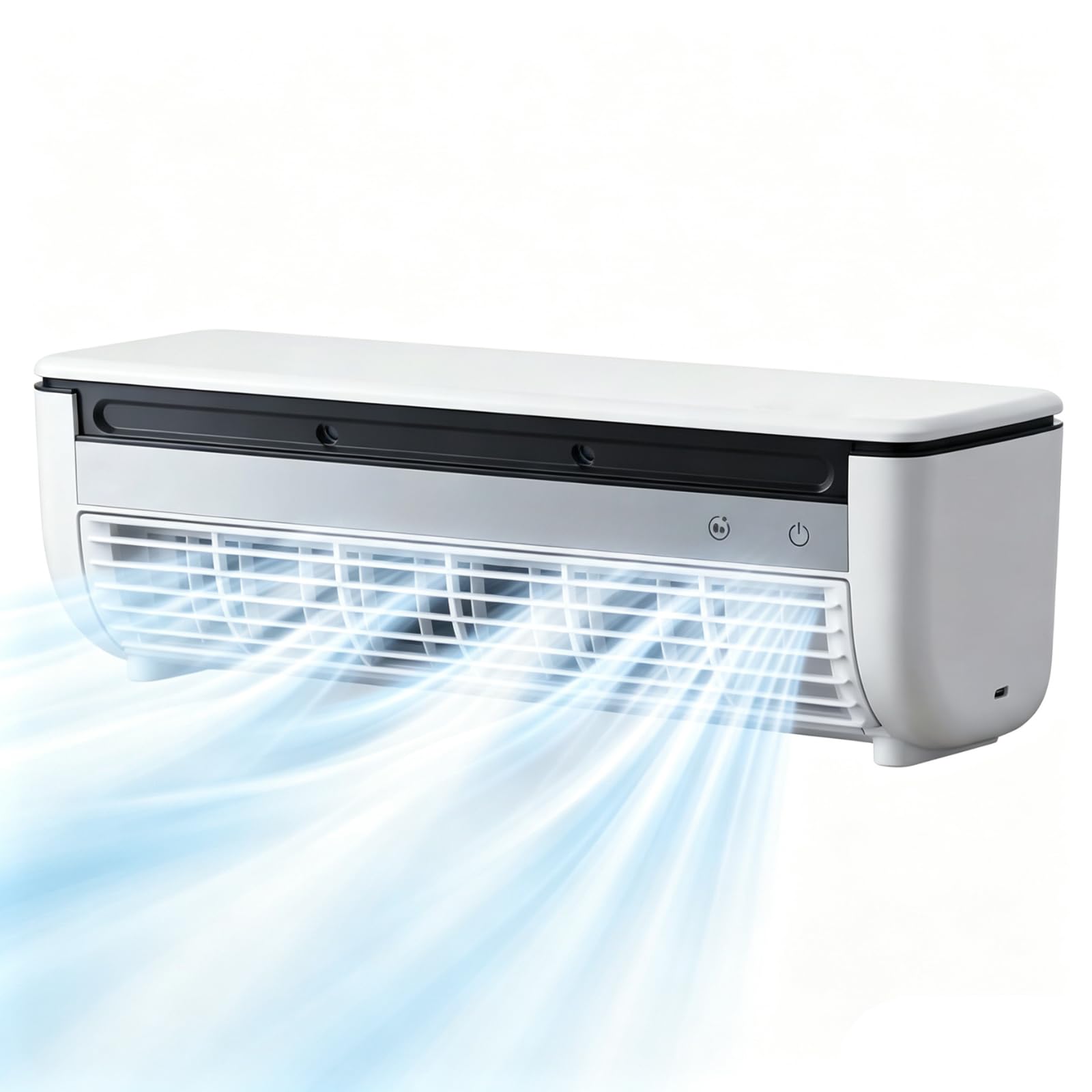 Ventilador nebulizador portátil de sobremesa y pared | 3 velocidades,batería 6000mAh recargable USB,pantalla táctil LED,mando a distancia,fijación pared sin taladrar