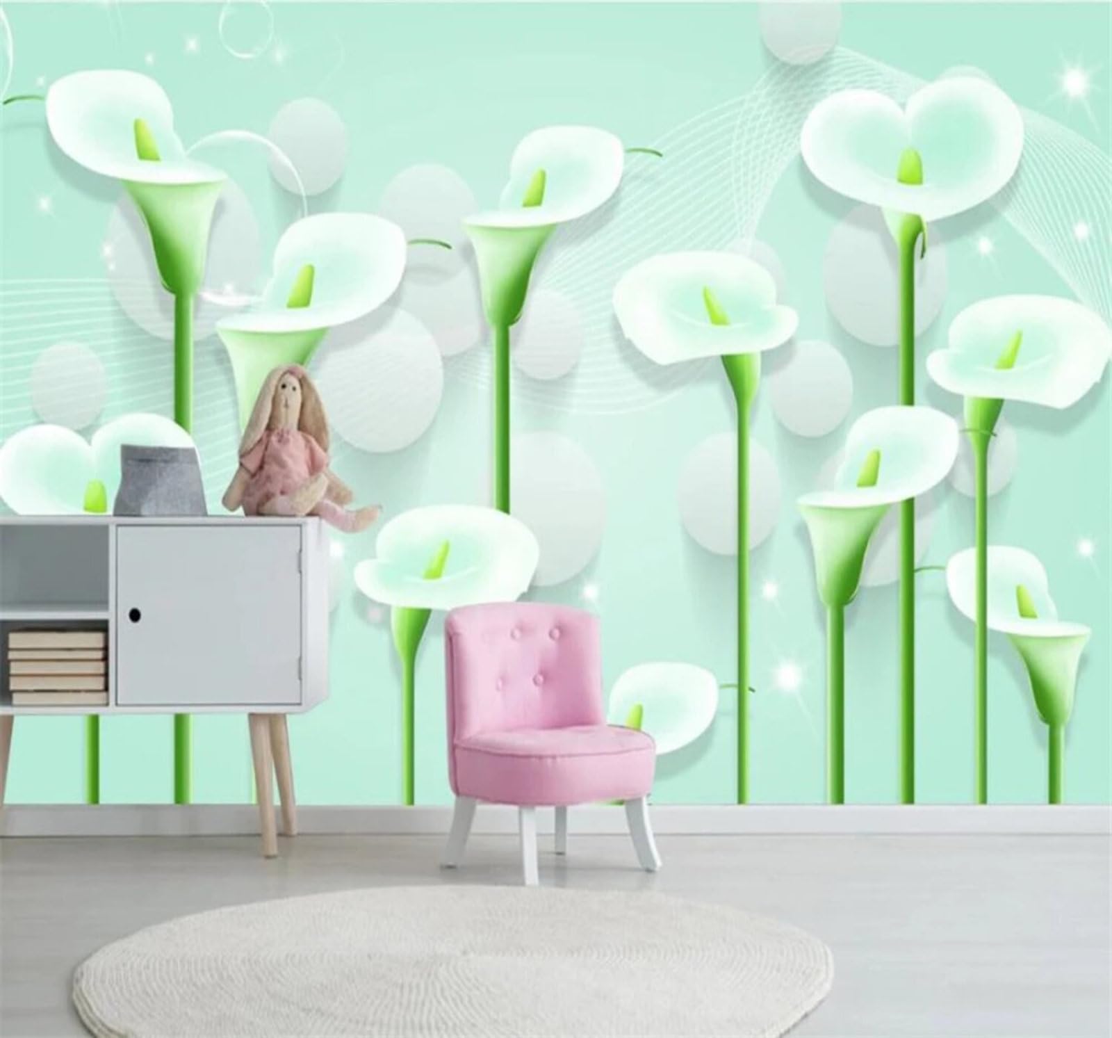 Wallpaper-3D-Xlm 200Cm×140Cm(B×H) Fresh Three Dimensional Minimalist Flowers Spheres 3D Wallpaper Easy Install Feature Office Living Room Sofa Bedroom Tv Background Wall Decoration-200Cm×140Cm