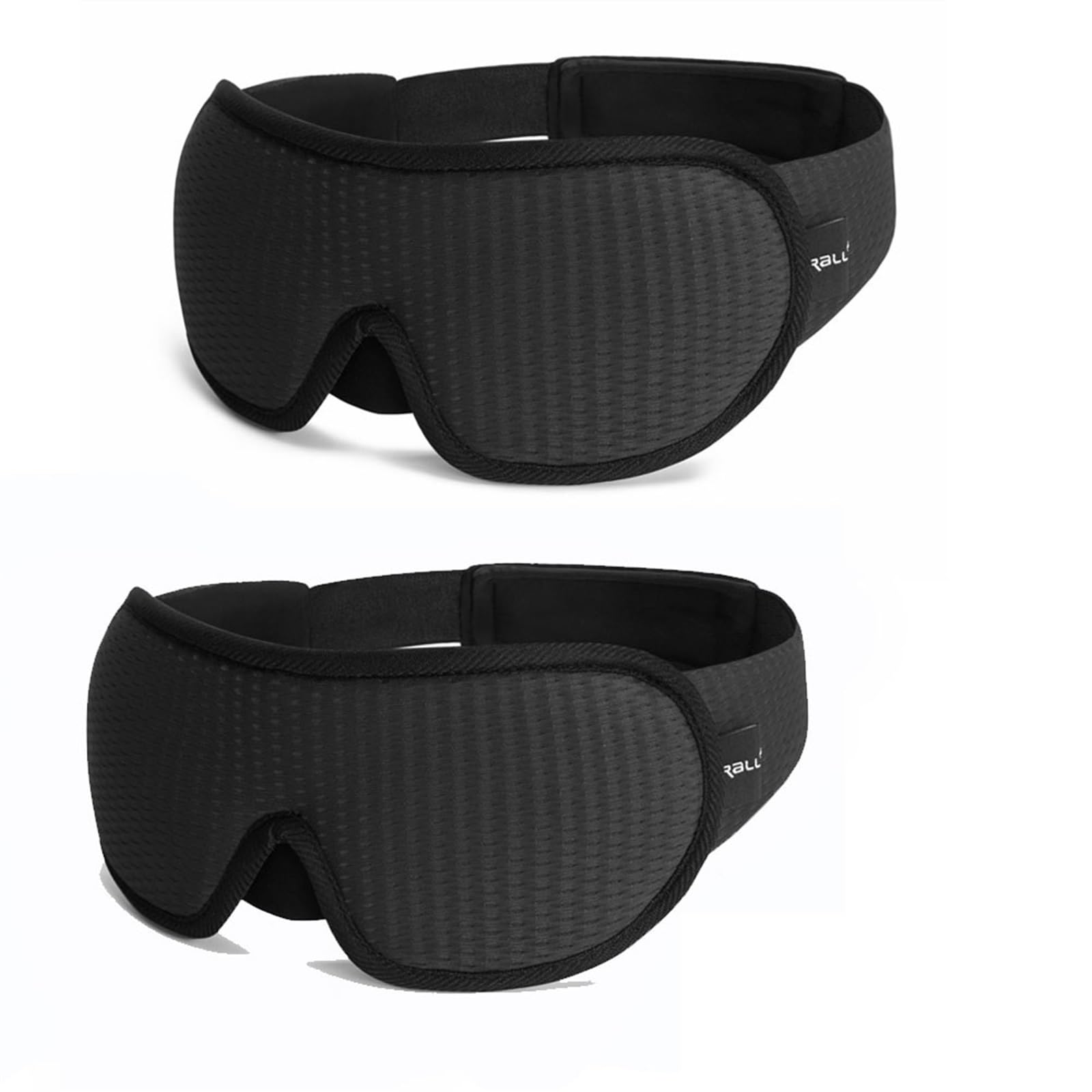 Masque De Nuit Soie Masque de sommeil 3D bloquant la lumière, masque for les yeux en mousse à mémoire forme, aide au voyage rembourré doux pour dormir la nuit(2PC-Black)