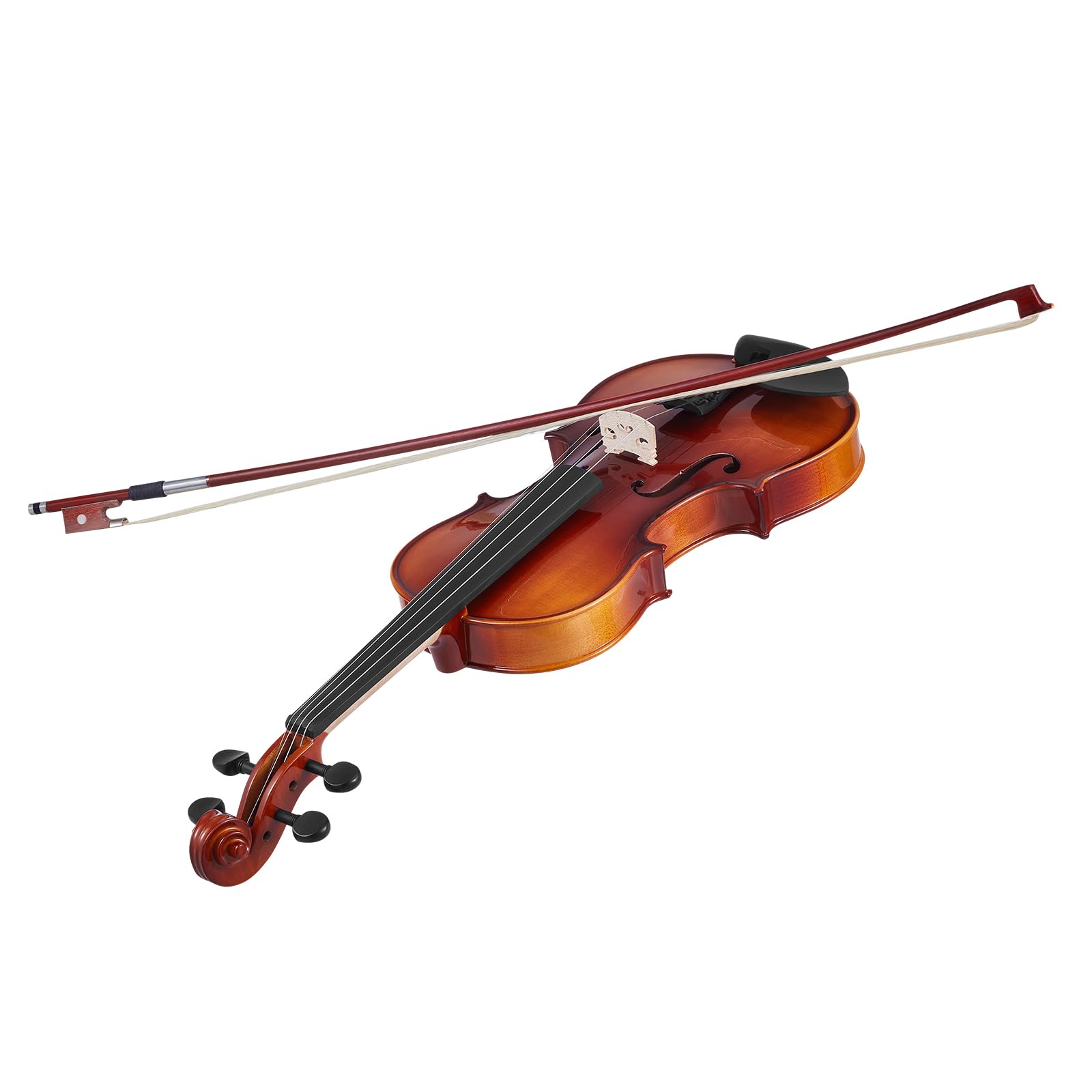 VEVOR Set di Violini da 355 mm Set Completo per Violino in Legno Massello, Misura Standard, con Custodia Rigida, Colofonia, Archetto, Spalliera, Ponticello, Corde Extra, Marrone Lucido