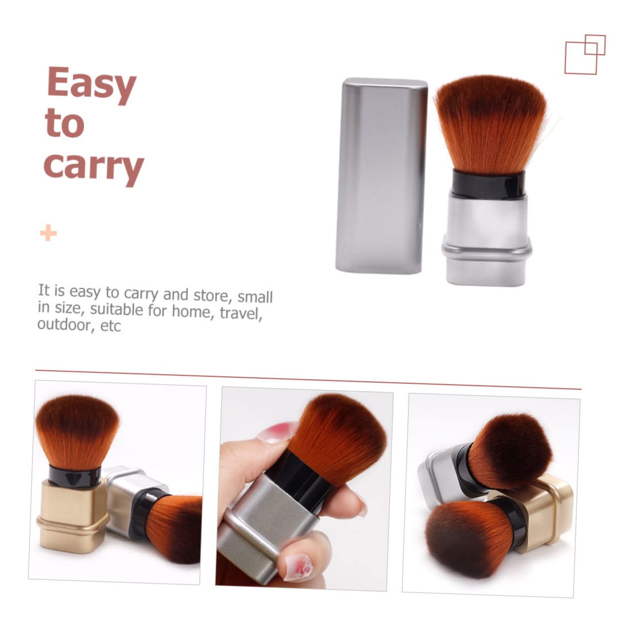 HAPINARY Nail Dust Brush Retractable Design Makeup Brush for Blush Powder Stippling Brush Easy to Clean Abs Nylon Material