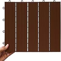 KIT 6 Deck Modular Plástico 30x30cm x 2cm Altura Piso Encaixe Rápido Antiderrapante Drenante para Piscina Jardim Varanda Banheiro (MARROM)