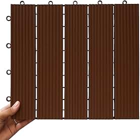 KIT 6 Deck Modular Plástico 30x30cm x 2cm Altura Piso Encaixe Rápido Antiderrapante Drenante para Piscina Jardim Varanda Banheiro (MARROM)