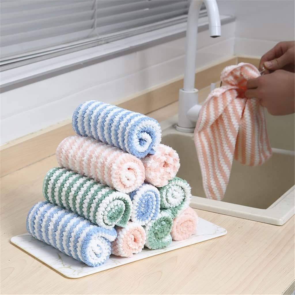 5PCS Thick Kitchen Towel Dishcloth Household Rags Microfiber Non-Stick Oil Table Cleaning Wipe Cloth