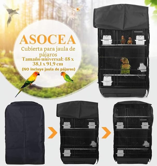 Foto 5 de 6 de ASOCEA Cubierta Extragrande para Jaula de Loros y pájaros, Cubierta Universal Opaca para periquitos